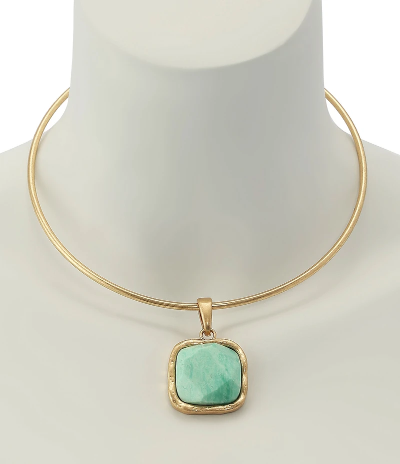 Robert Lee Morris Soho Turquoise Stone Short Pendant Necklace
