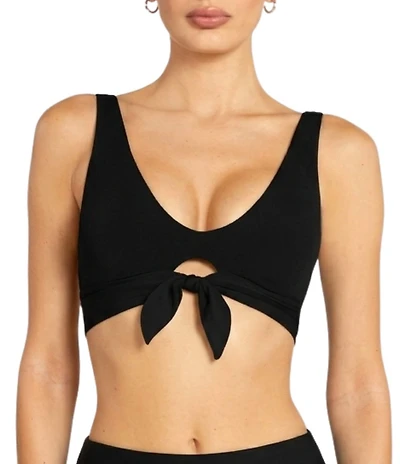 ROBIN PICCONE Ava Solid Tie Front Bralette Swim Top
