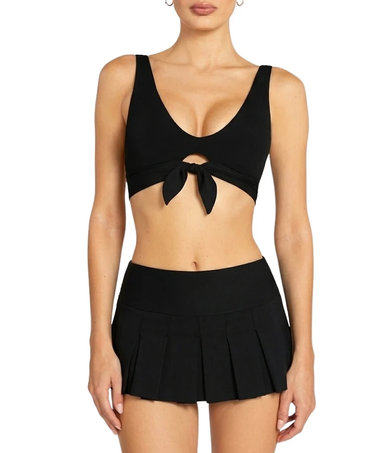 ROBIN PICCONE Ava Solid Tie Front Bralette Swim Top