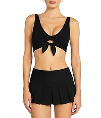 ROBIN PICCONE Ava Solid Tie Front Bralette Swim Top