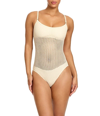 ROBIN PICCONE Charlotte Crochet Scoop Neck One Piece Swimsuit