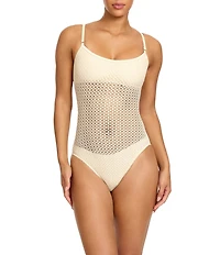 ROBIN PICCONE Charlotte Crochet Scoop Neck One Piece Swimsuit
