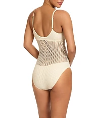 ROBIN PICCONE Charlotte Crochet Scoop Neck One Piece Swimsuit