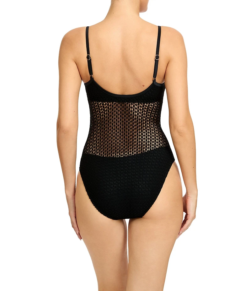 ROBIN PICCONE Charlotte Crochet Scoop Neck One Piece Swimsuit