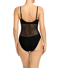 ROBIN PICCONE Charlotte Crochet Scoop Neck One Piece Swimsuit