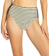 ROBIN PICCONE Parker Stripe High Waist Swim Bottom