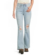 Rock & Roll Denim High Rise Full Length Distressed Flare Leg Jeans