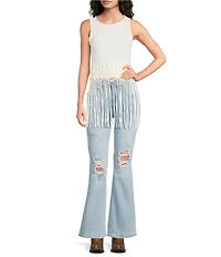 Rock & Roll Denim High Rise Full Length Distressed Flare Leg Jeans