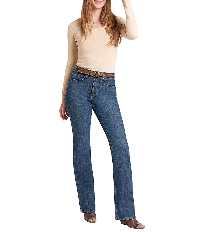 Rock & Roll Denim High Rise Straight Fit Boot Cut Hem Jeans