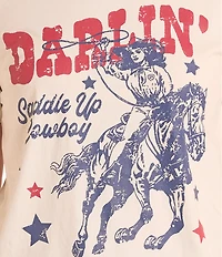 Rock & Roll Denim Knit Western Graphic Crew Neck Short Sleeve Tee