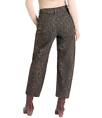 Rock & Roll Denim Leopard Print Barrell Leg Crop Jeans