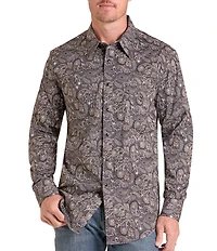 Rock & Roll Denim Long Sleeve Paisley Print Shirt