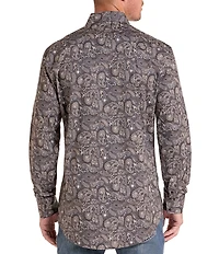 Rock & Roll Denim Long Sleeve Paisley Print Shirt