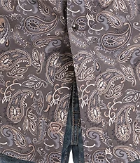 Rock & Roll Denim Long Sleeve Paisley Print Shirt