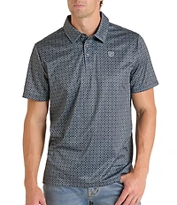 Rock & Roll Denim Medallion Print Polo Shirt