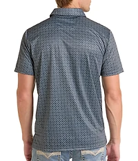Rock & Roll Denim Medallion Print Polo Shirt