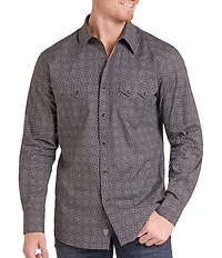 Rock & Roll Denim Medallion Print Woven Western Shirt