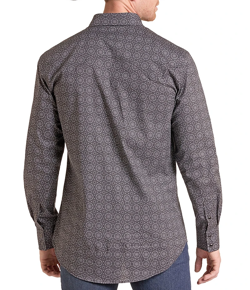 Rock & Roll Denim Medallion Print Woven Western Shirt