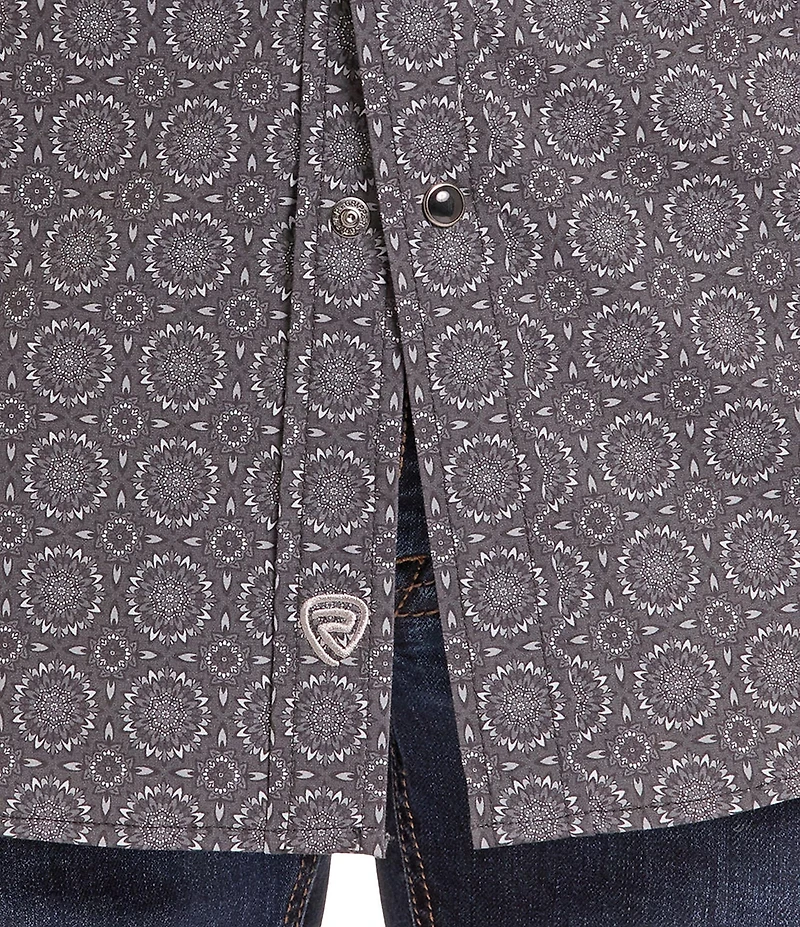 Rock & Roll Denim Medallion Print Woven Western Shirt