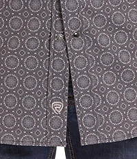 Rock & Roll Denim Medallion Print Woven Western Shirt
