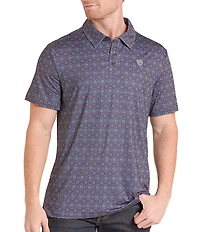 Rock & Roll Denim Medallion Printed Short Sleeve Polo