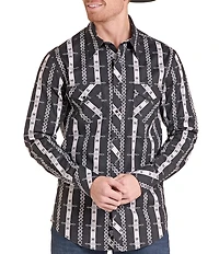 Rock & Roll Denim Printed Snap Front Woven Western Shirt