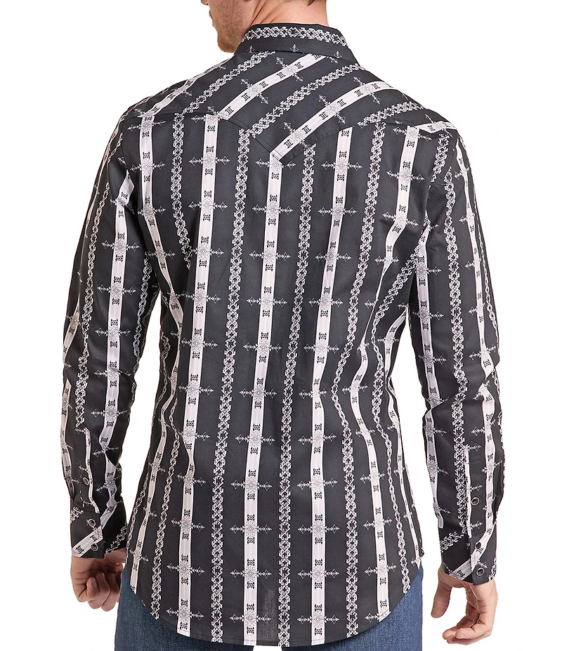 Rock & Roll Denim Printed Snap Front Woven Western Shirt