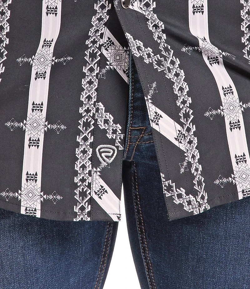Rock & Roll Denim Printed Snap Front Woven Western Shirt