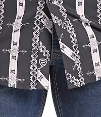 Rock & Roll Denim Printed Snap Front Woven Western Shirt