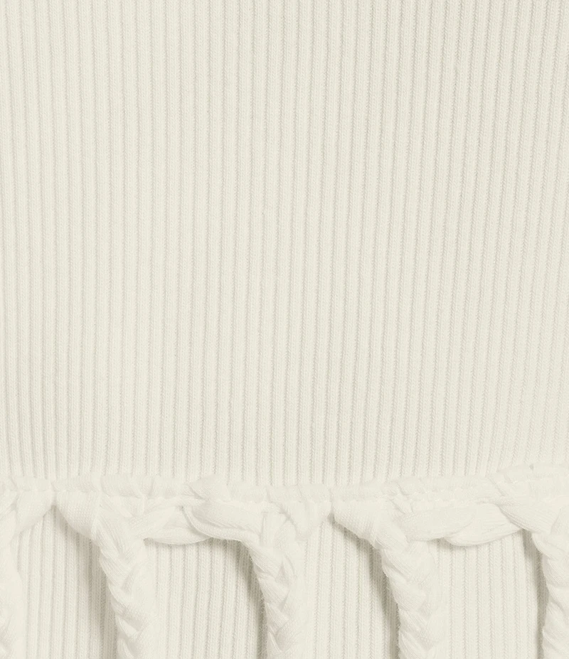 Rock & Roll Denim Ribbed Knit Scoop Neck Sleeveless Macrame Tank Top