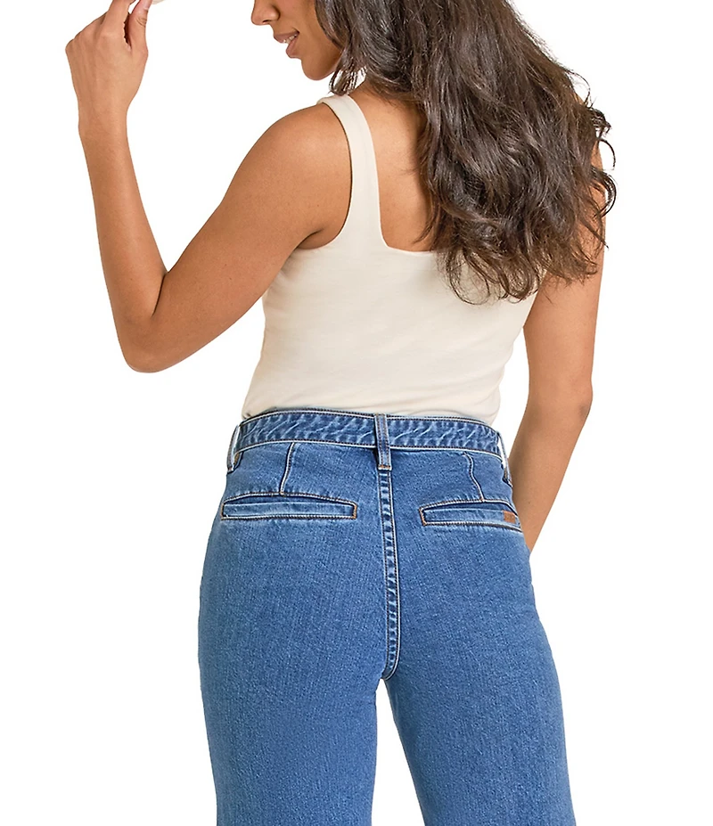 Rock & Roll Denim Square Neck Sleeveless Buckle Strap Tank Top