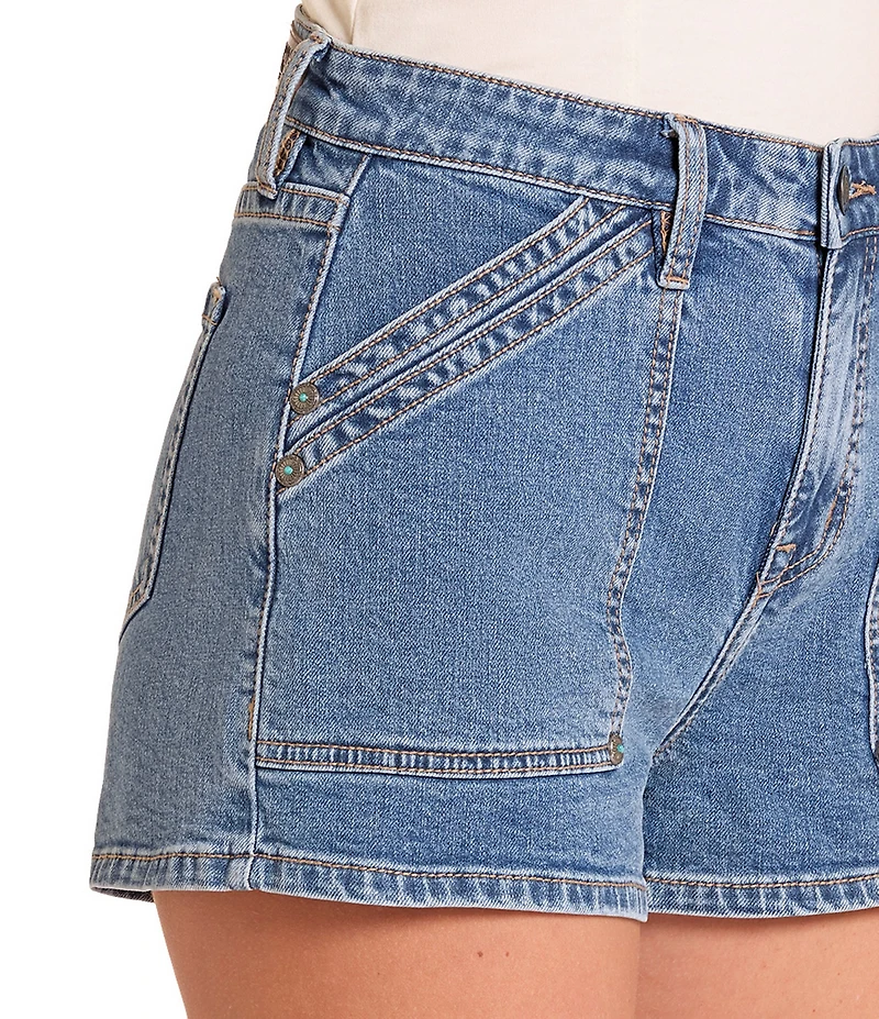 Rock & Roll Denim Stetch Denim High Rise Carpenter Shorts