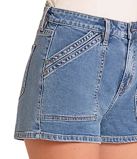 Rock & Roll Denim Stetch Denim High Rise Carpenter Shorts