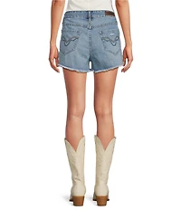 Rock & Roll Denim Stretch Denim Mid Rise Distressed Shorts