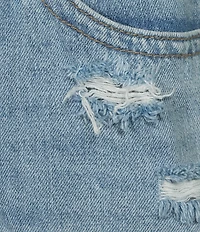 Rock & Roll Denim Stretch Denim Mid Rise Distressed Shorts