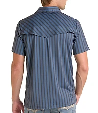 Rock & Roll Denim Striped Short Sleeve Polo Shirt