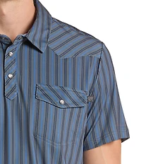 Rock & Roll Denim Striped Short Sleeve Polo Shirt