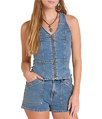 Rock & Roll Denim V-Neck Sleeveless Denim Vest