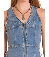 Rock & Roll Denim V-Neck Sleeveless Denim Vest