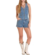 Rock & Roll Denim V-Neck Sleeveless Denim Vest