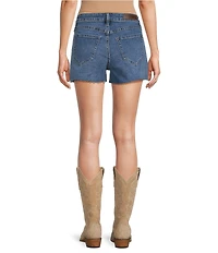 Rock & Roll Denim Zig Zag Mid Rise Raw Hem Shorts