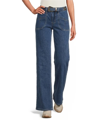 Rock & Roll Stretch Denim Wide Leg Full Length Jeans