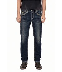 Rock Revival 32#double; Whiskering, And Subtle Fading Straight Leg Jeans