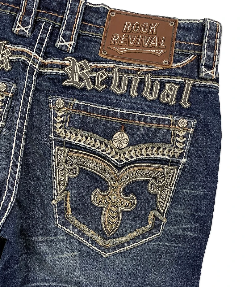 Rock Revival 32#double; Whiskering, And Subtle Fading Straight Leg Jeans