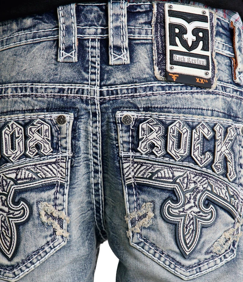 Rock Revival ALT Ernest Straight Distressed Light Wash Jeans