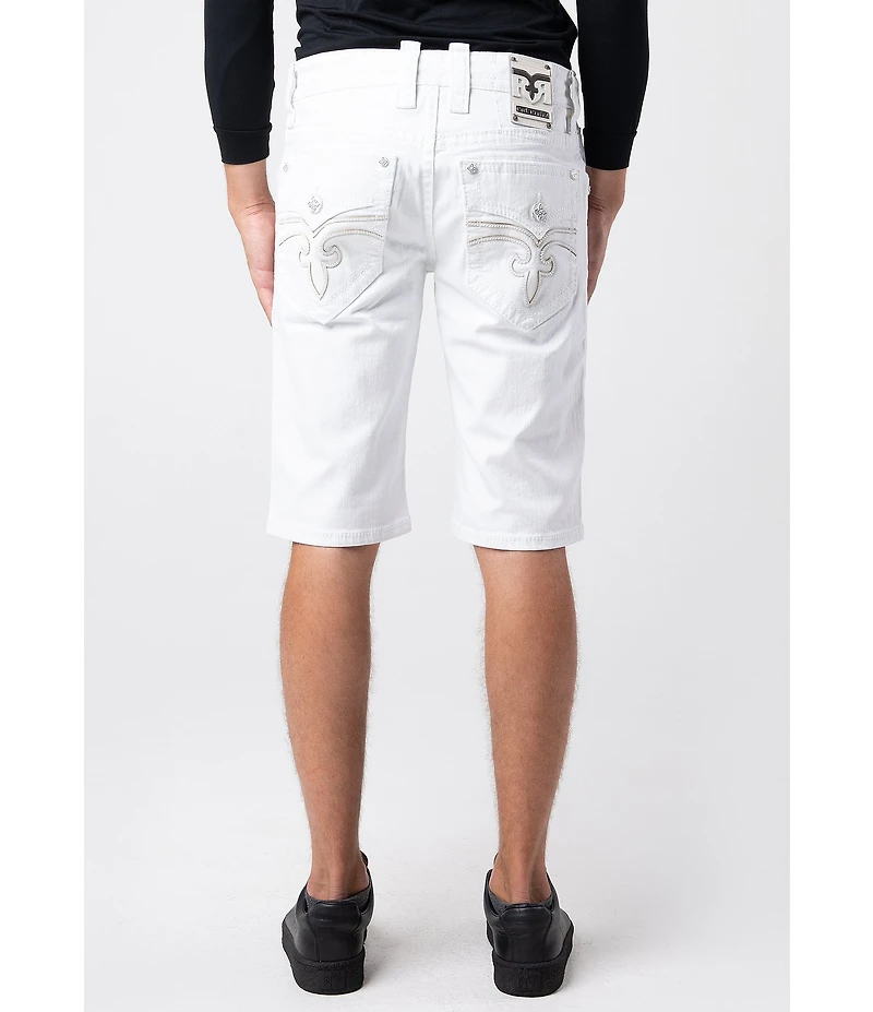Rock Revival Arther Fleur-De-Lis Embroidered-Pocket 13#double; Inseam Shorts