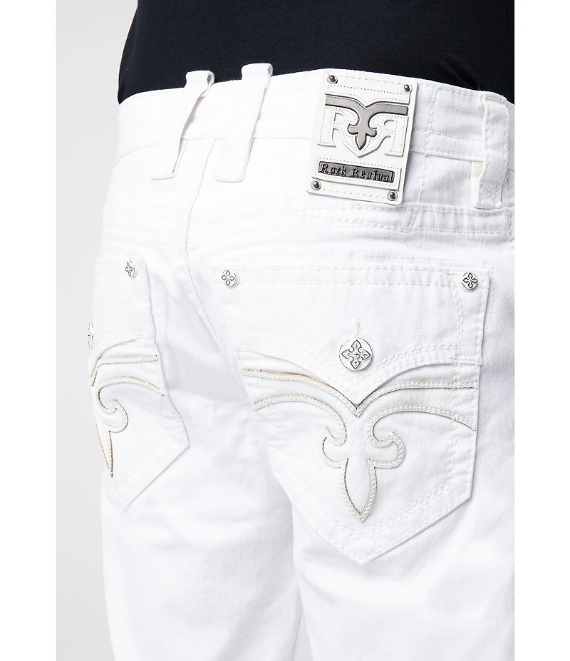 Rock Revival Arther Fleur-De-Lis Embroidered-Pocket 13#double; Inseam Shorts