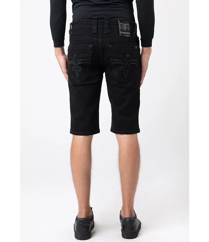Rock Revival Arther Fleur-De-Lis Embroidered-Pocket 13#double; Inseam Shorts