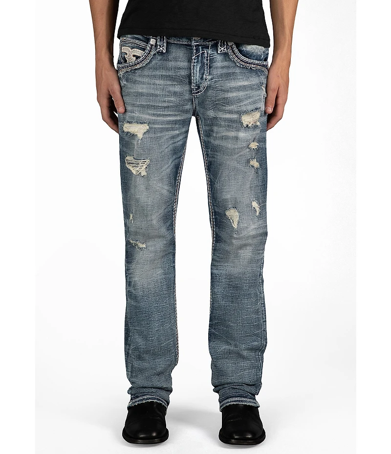 Rock Revival Braylon Straight Leg Oversized-Fleur-De-Lis-Embroidered-Pocket Jeans