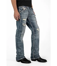 Rock Revival Braylon 32#double; Straight Leg Oversized-Fleur-De-Lis-Embroidered-Pocket Jeans